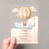 可愛お洒落いタイガー熱気球1st誕生日 アクリル招待状 (インサイチュ (ポータブル))