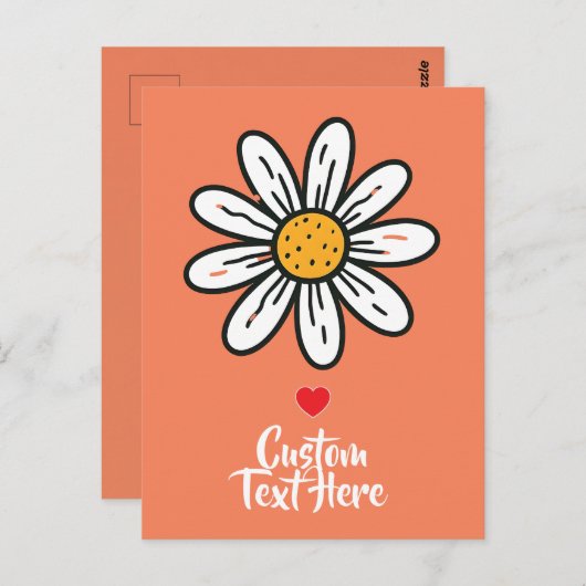 可愛お洒落いデイジーはがき – よくはしゃぐフローラアート ポストカード (正面/裏面)
