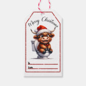 可愛お洒落いハイランド牛のクリスマスラベル ギフトタグ (正面)