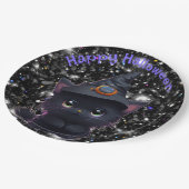 可愛お洒落いハロウィン黒猫 ペーパープレート (アングル)