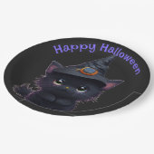 可愛お洒落いハロウィン黒猫 ペーパープレート (アングル)