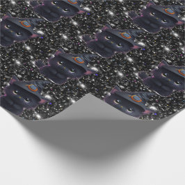 可愛お洒落いハロウィン黒猫 ラッピングペーパー