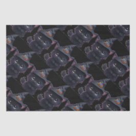 可愛お洒落いハロウィン黒猫 薄葉紙