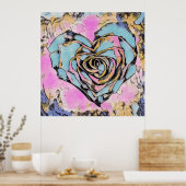 可愛お洒落いハートカラフルスケッチ ポスター (キッチン)