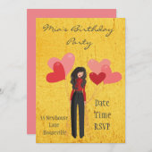 可愛お洒落いバルーントゥイーンま10代のたは女の子パーティー 招待状 (正面/裏面)