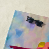 可愛お洒落いパープルマーメイド&ピンクメルミンゴ ビーチタオル (インサイチュ)