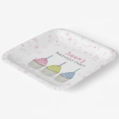 可愛お洒落いピガーリーンクの水彩入りカップケーキ ペーパープレート (傾斜あり)