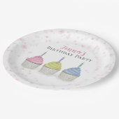 可愛お洒落いピガーリーンクの水彩入りカップケーキ ペーパープレート (アングル)