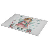 可愛お洒落いピンクとブルーのクリスマスエンジェル カッティングボード (角)