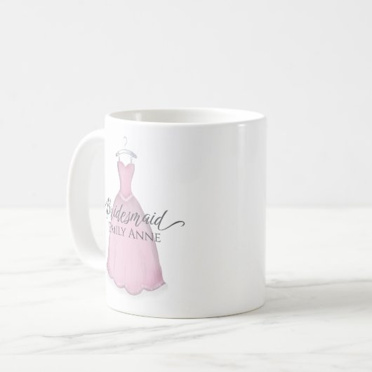 可愛お洒落いピンクのブ結婚リーメイドのドレス コーヒーマグカップ (正面左)
