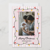 可愛お洒落いピンクのメリークリスマスフォト 招待状 (正面)