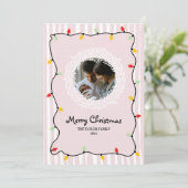 可愛お洒落いピンクのメリークリスマスフォト 招待状 (スタンド正面)