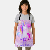 可愛お洒落いピンクの水ガーリー色ユニコーン エプロン (インサイチュ)