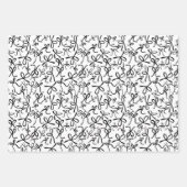 可愛お洒落いピンクの黒い弓パタガーリーーン ラッピングペーパーシート (正面2)