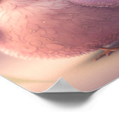 可愛お洒落いピンクふわふわカスタムの鳥の壁 ポスター (角)