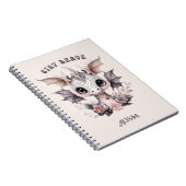 可愛お洒落いピンク「Stay Brave」リトルドラゴン ノートブック (右側)