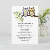 可愛お洒落いフクロウ結婚ズのお祝い 招待状 (スタンド正面)