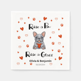 可愛お洒落いフランスのブルドッグ日付写真を保存 スタンダードカクテルナプキン