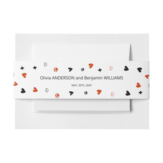 可愛お洒落いフランスのブルドッグ結婚文房具 招待状ベリーバンド (正面例)