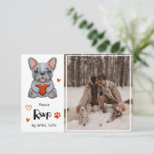 可愛お洒落いフランスのブルドッグQRコード写真 出欠カード (スタンド正面)