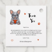 可愛お洒落いフランスのブ結婚ルドッグの写真 フェイバータグ (裏面)