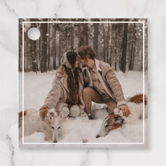 可愛お洒落いフランスのブ結婚ルドッグの写真 フェイバータグ (正面)