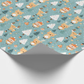 可愛お洒落いベビー鹿とクマ柄 ラッピングペーパー (角)