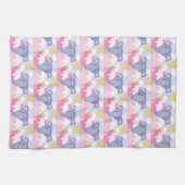 可愛お洒落い太陽に照らされた猫と冬の山 キッチンタオル (横)