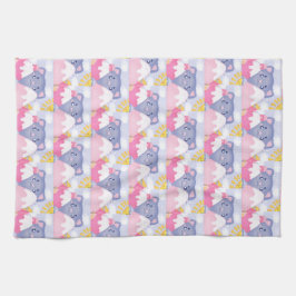 可愛お洒落い太陽に照らされた猫と冬の山 キッチンタオル