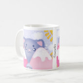 可愛お洒落い太陽に照らされた猫と冬の山 コーヒーマグカップ (正面左)