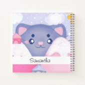 可愛お洒落い太陽に照らされた猫と冬の山 ノートブック (裏面)