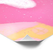 可愛お洒落い太陽に照らされた猫と冬の山 ポスター (コーナー)