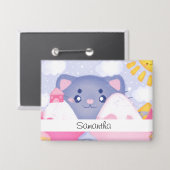 可愛お洒落い太陽に照らされた猫と冬の山 缶バッジ (正面/裏面)