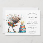 可愛お洒落い女の子の4歳の誕生日パーティー 招待状 (正面)