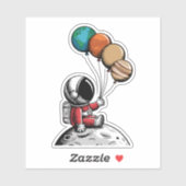 可愛お洒落い宇宙飛行士、惑星宇宙、カスタム シール (シート)