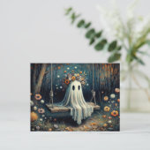 可愛お洒落い幽霊フローラクラウン付きSwing ポストカード (スタンド正面)