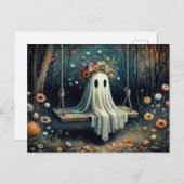 可愛お洒落い幽霊フローラクラウン付きSwing ポストカード (正面/裏面)