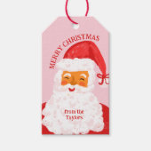 可愛お洒落い手描きサンタクロース名 ギフトタグ (正面)