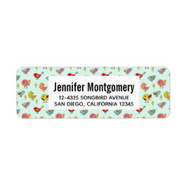 可愛お洒落い手描き鳥柄 ラベル