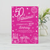 可愛お洒落い手描き50と素晴らしい誕生日 招待状 (スタンド正面)