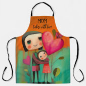 可愛お洒落い母が恋で寝る エプロン (正面)