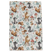 可愛お洒落い水彩木版動物愛護 ミディアムペーパーバッグ (正面)