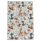 可愛お洒落い水彩木版動物愛護 ミディアムペーパーバッグ (裏面)