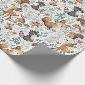 可愛お洒落い水彩木版動物愛護 ラッピングペーパー (角)