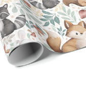 可愛お洒落い水彩木版動物愛護 ラッピングペーパー (ロールコーナー)