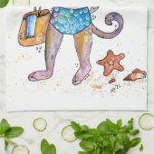 可愛お洒落い猫のビーチ キッチンタオル (折り畳み)