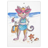 可愛お洒落い猫のビーチ クリップボード (裏面)