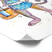 可愛お洒落い猫のビーチ ポスター (角)