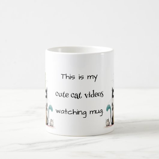可愛お洒落い猫の動画を見る コーヒーマグカップ (中央)