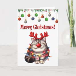 可愛お洒落い猫クリスマス折りグリーティングカード カード